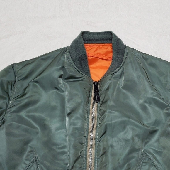 VINTAGE 80s US Army Green Orange Reversible Flyers Jacket Flight Jacket Airforce - Picture 5 of 16